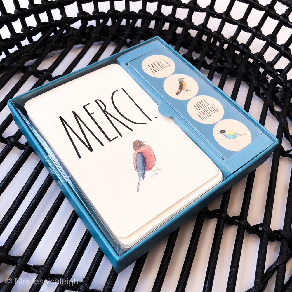 RAE DUNN • MERCI thank you notes stickers 🐦